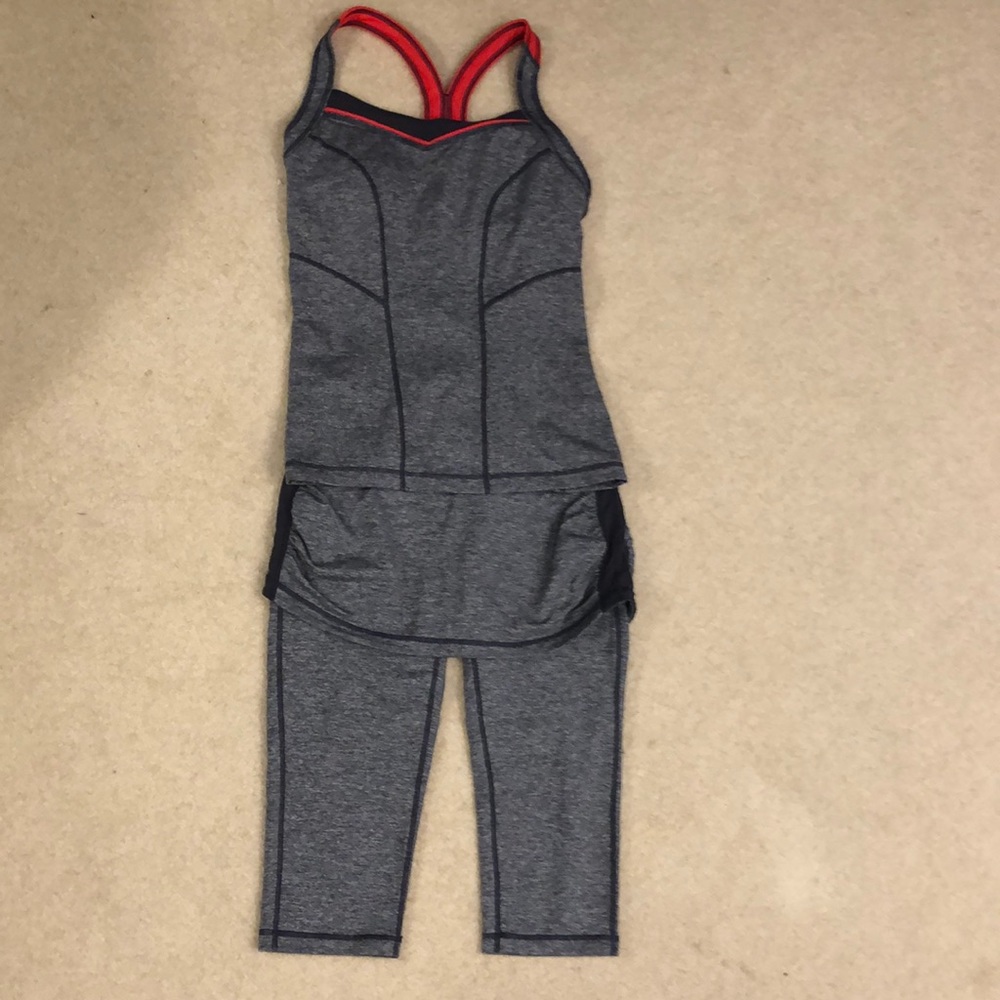 Zella athletic tank with cropped pants/skirt combo